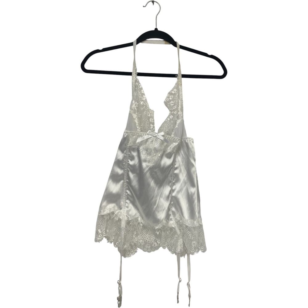 Fredericks of Hollywood Halter Lace Lingerie Slip Dress W/ GartersSize 34 White